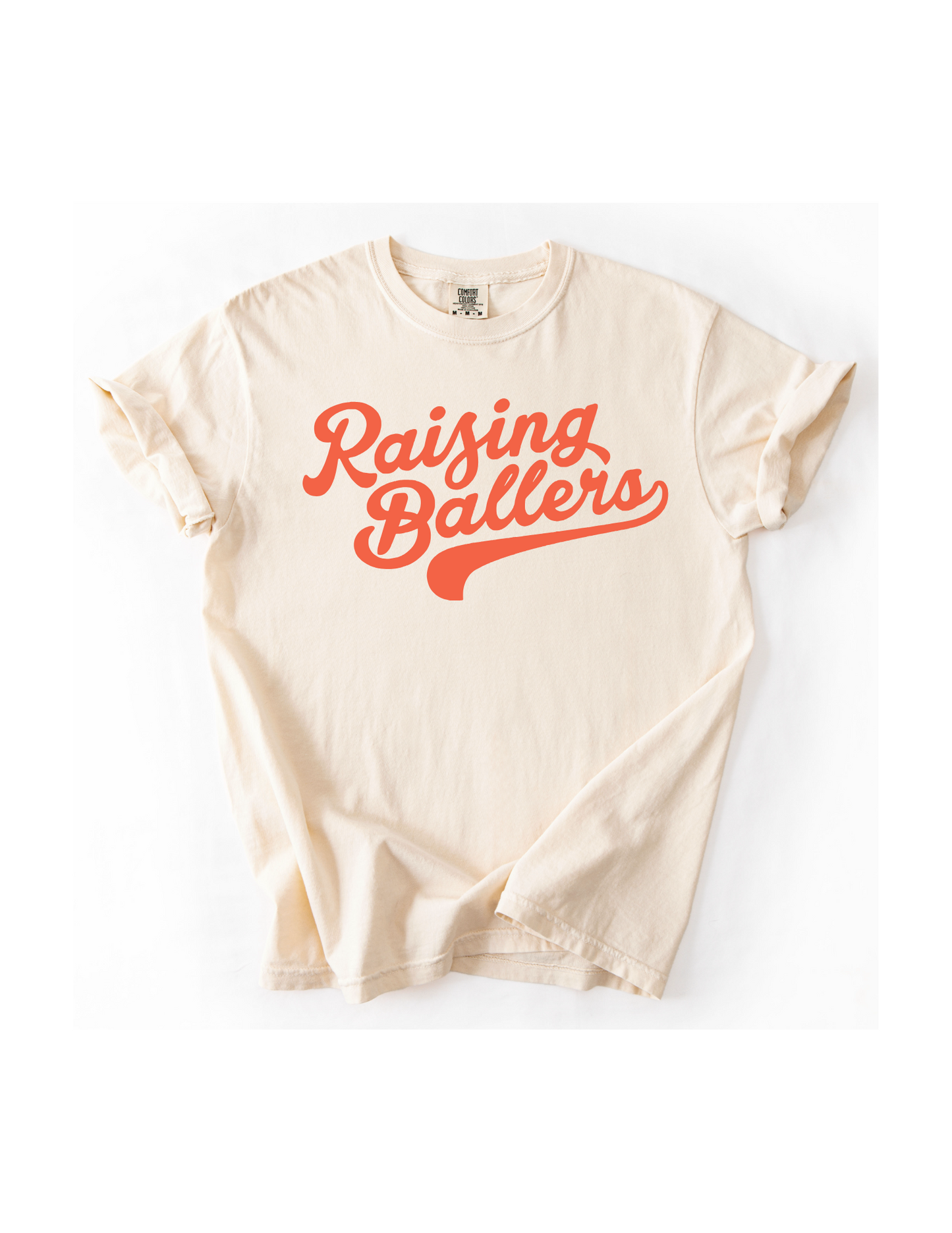 Raising Ballers - Ivory w/ Peach Text (Adult SS or Tank)