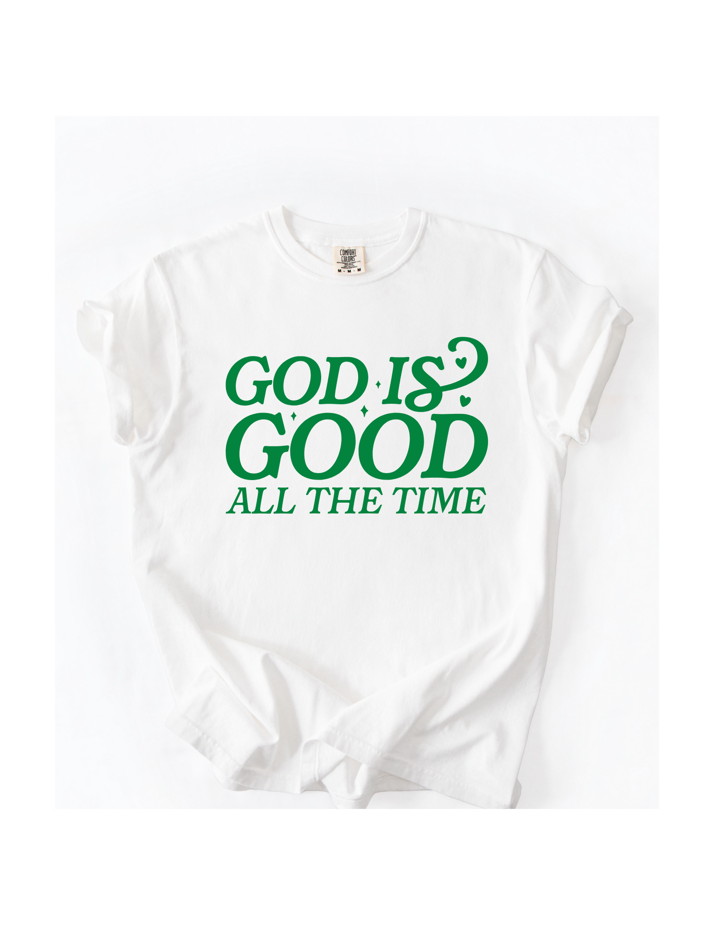 God is Good - White w/ Green Writing (SS Tee or Tank)