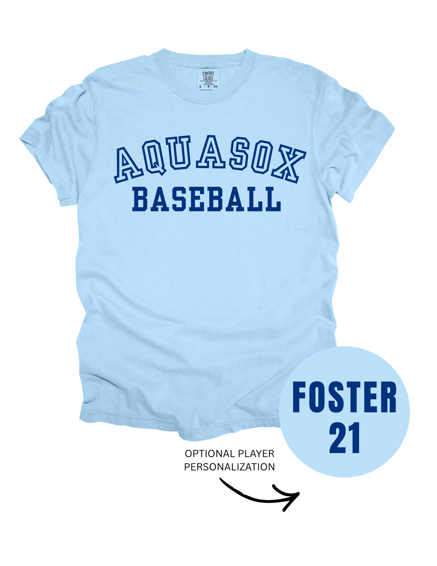 AquaSox Baseball Tee (Light Blue) - Customizable