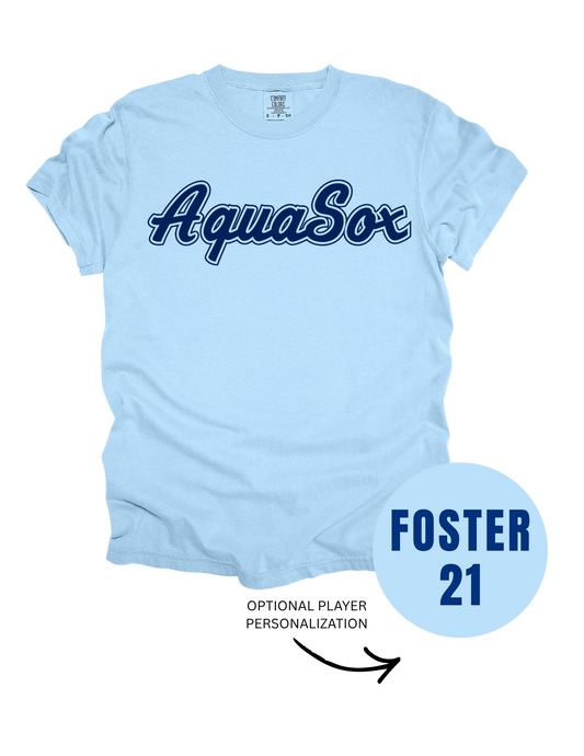 AquaSox Baseball Tee (Light Blue) - Customizable