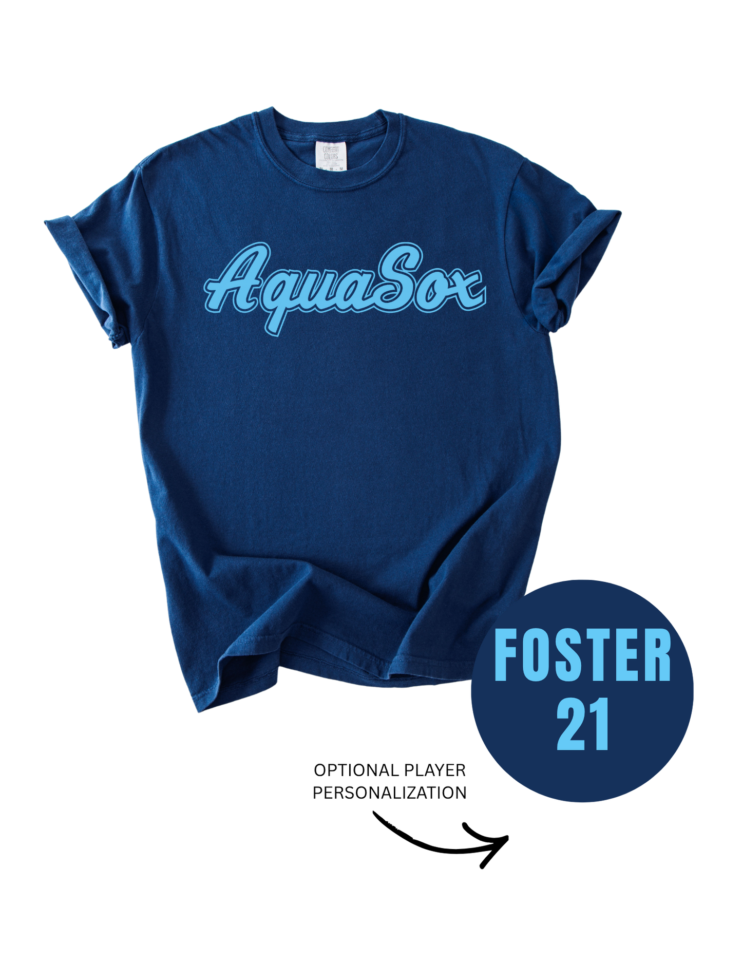 AquaSox Baseball Tee (Navy Blue) - Customizable