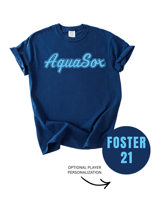 AquaSox Baseball Tee (Navy Blue) - Customizable