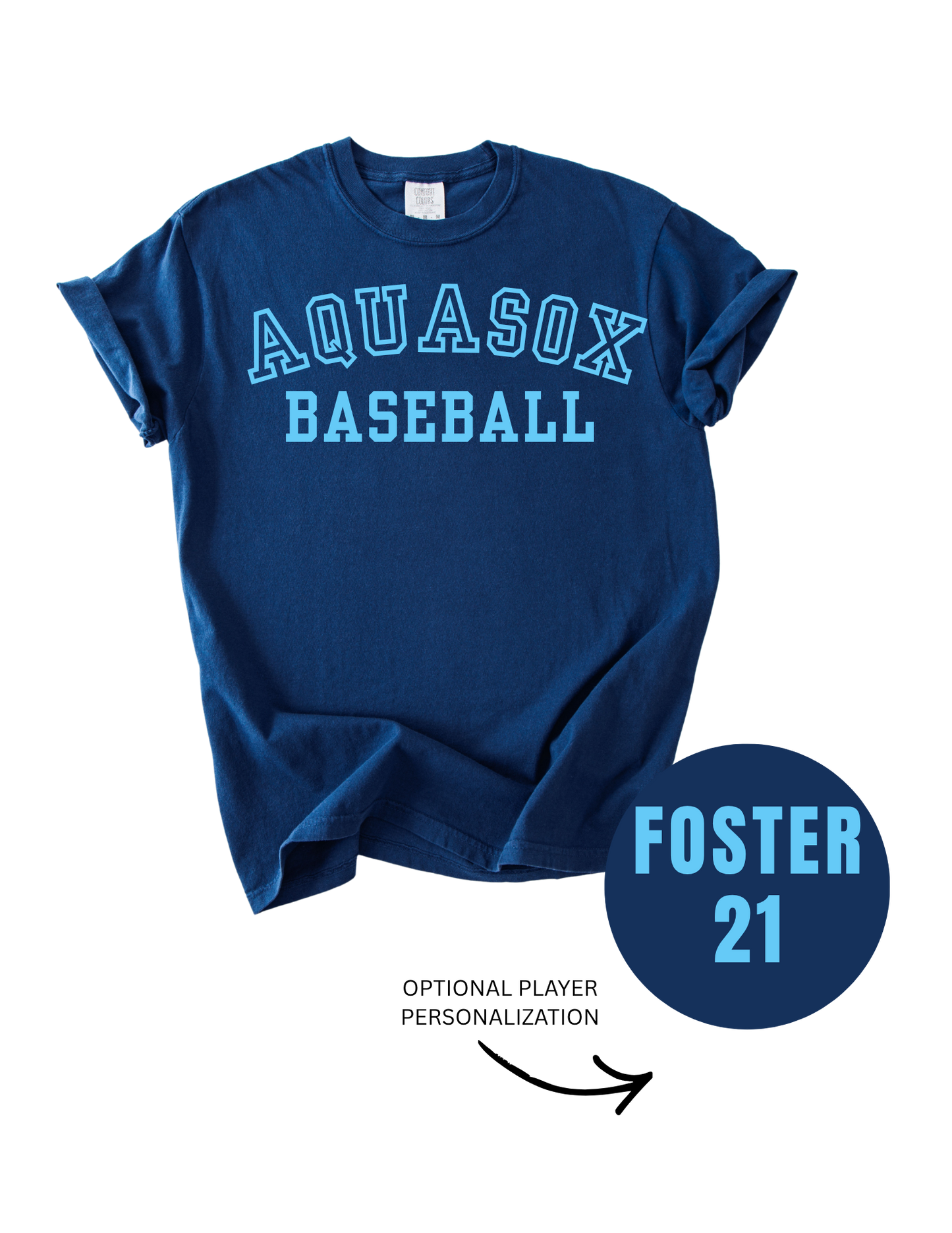 AquaSox Baseball Tee (Navy Blue) - Customizable