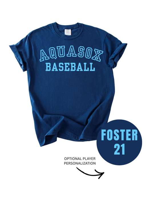 AquaSox Baseball Tee (Navy Blue) - Customizable
