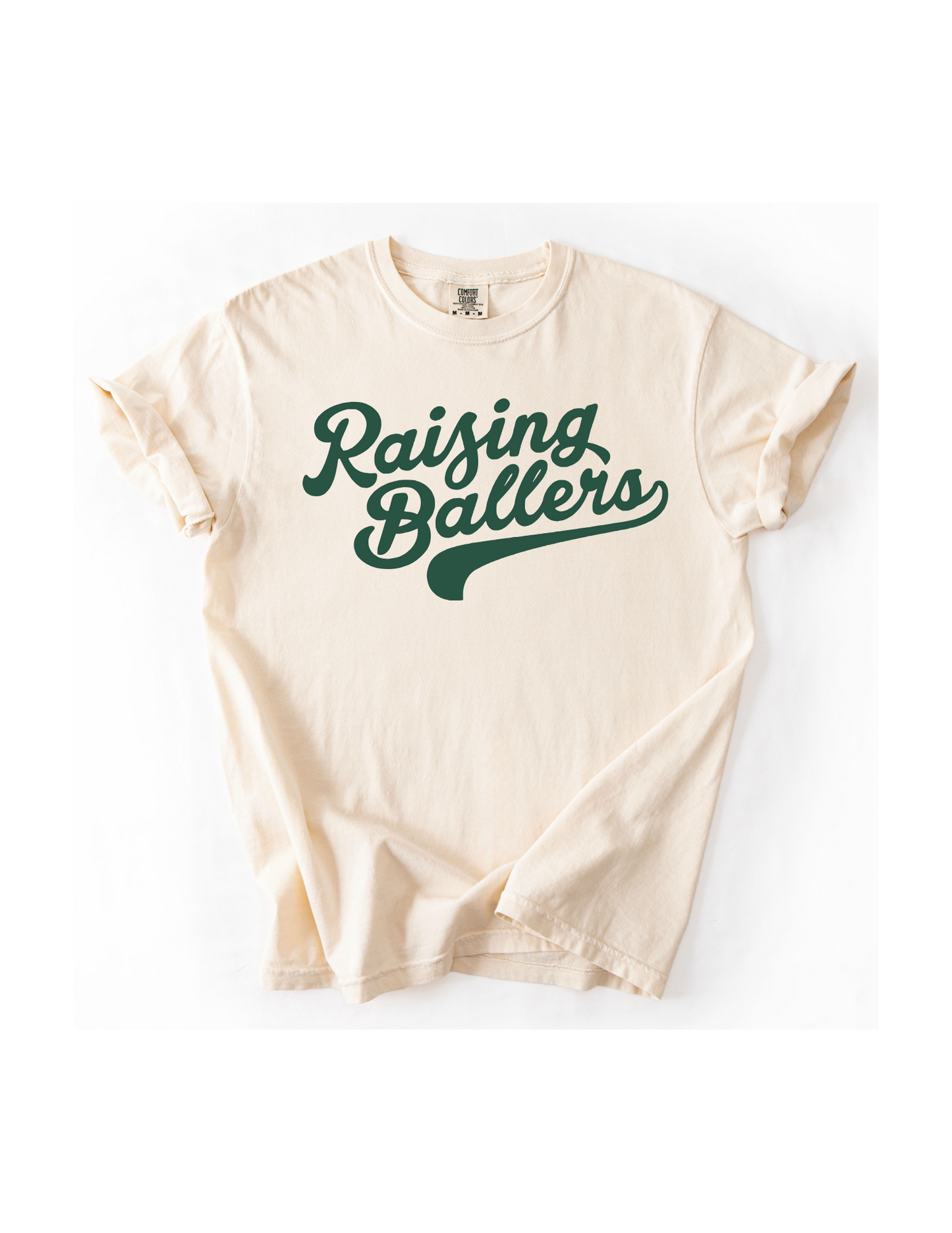 Raising Ballers - Ivory w/ Forest Green Text (Adult SS or Tank)