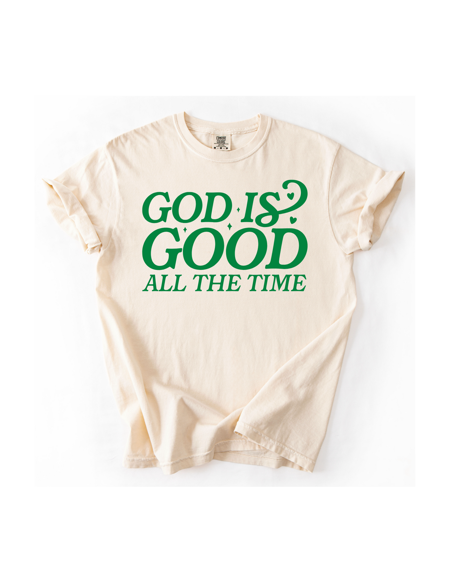 God is Good - Ivory w/ Green Text (Adult SS or Tank)