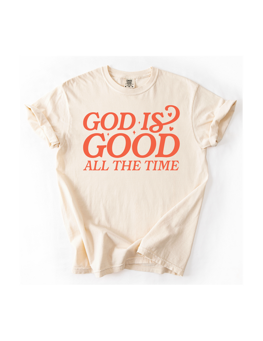 God is Good - Ivory w/ Peach Text (Adult SS or Tank)