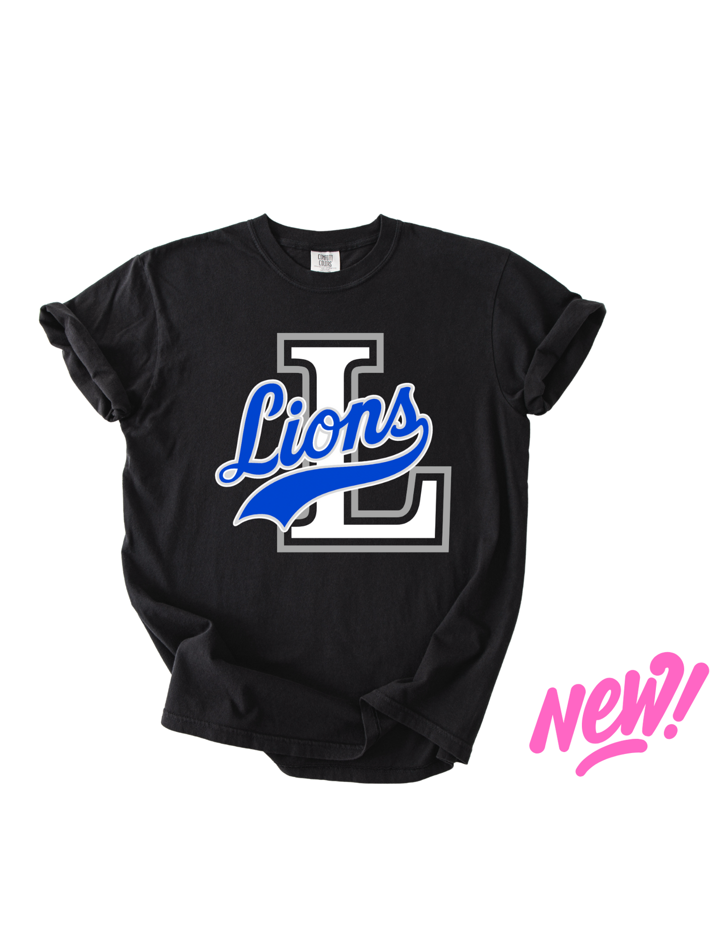 Lions Baseball - Black Comfort Colors Tee