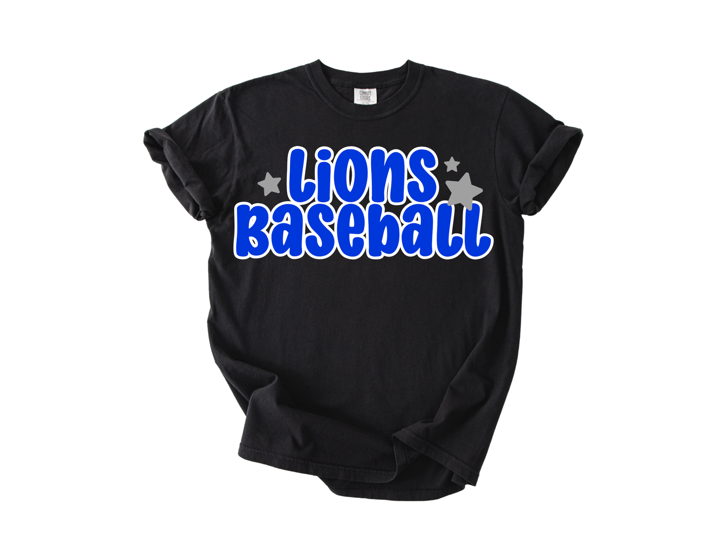 Lions Baseball - Black Comfort Colors Tee