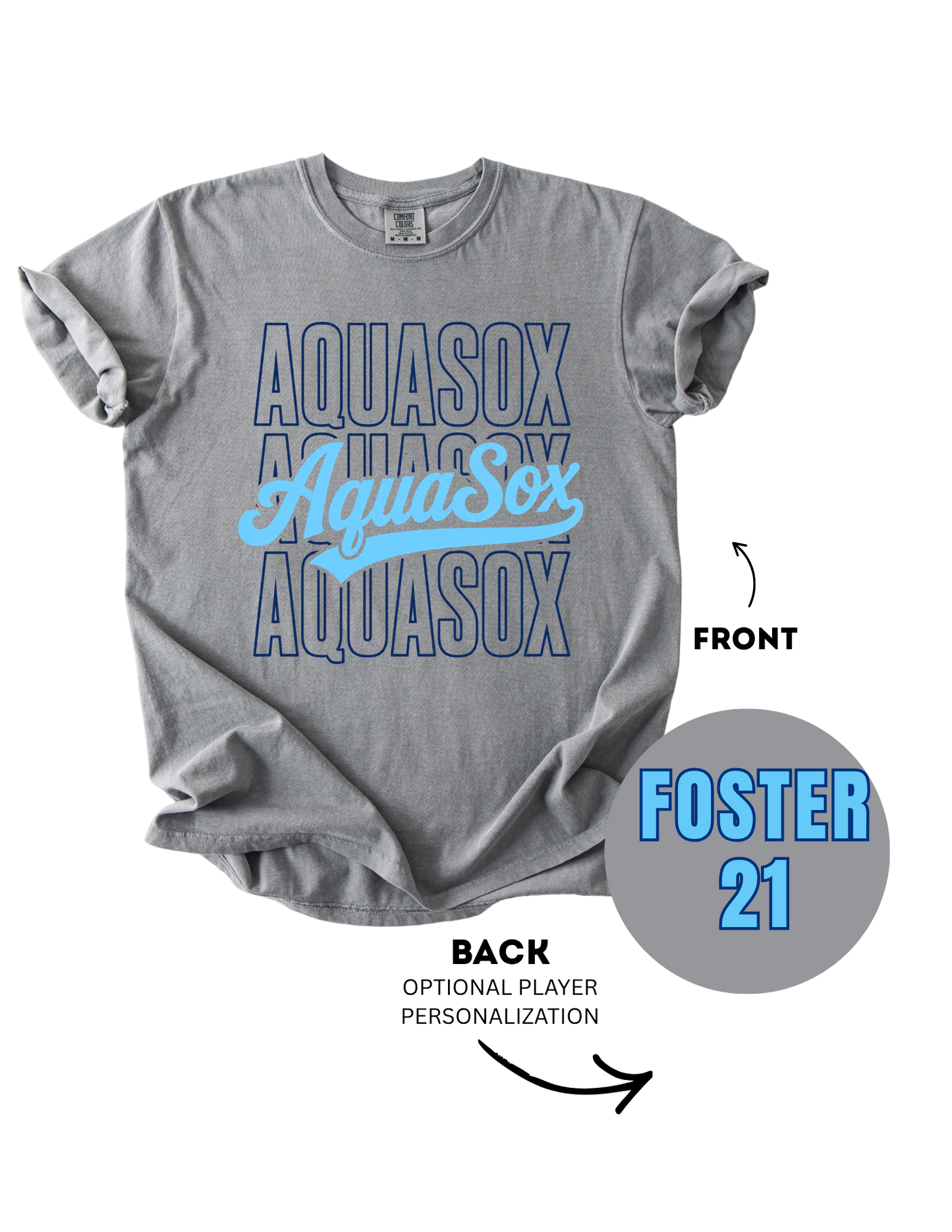AquaSox Baseball Tee (Gray) - Customizable