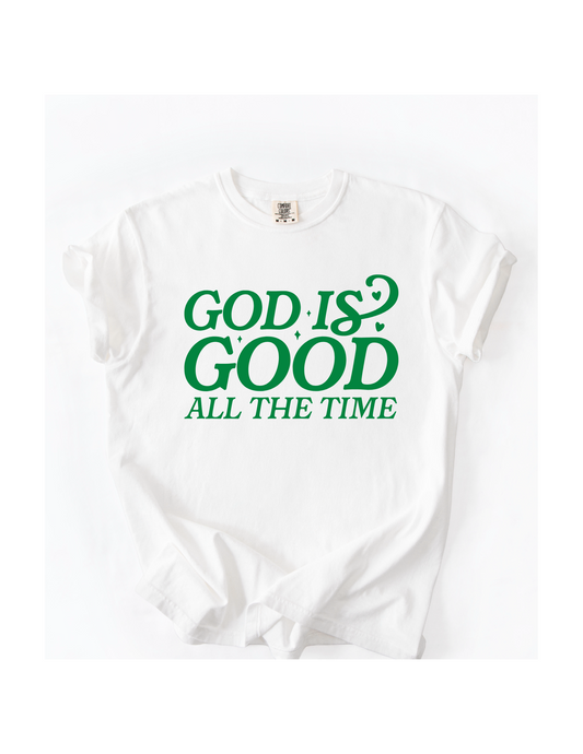 God is Good - White w/ Green Writing (SS Tee or Tank)