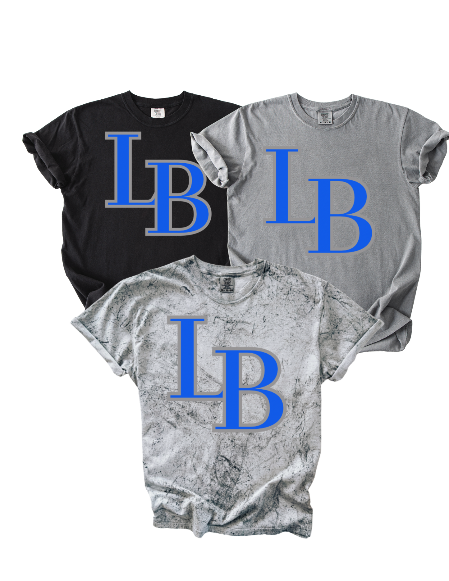 Lions Baseball Logo on Black/Gray/Smoke Comfort Colors Tee