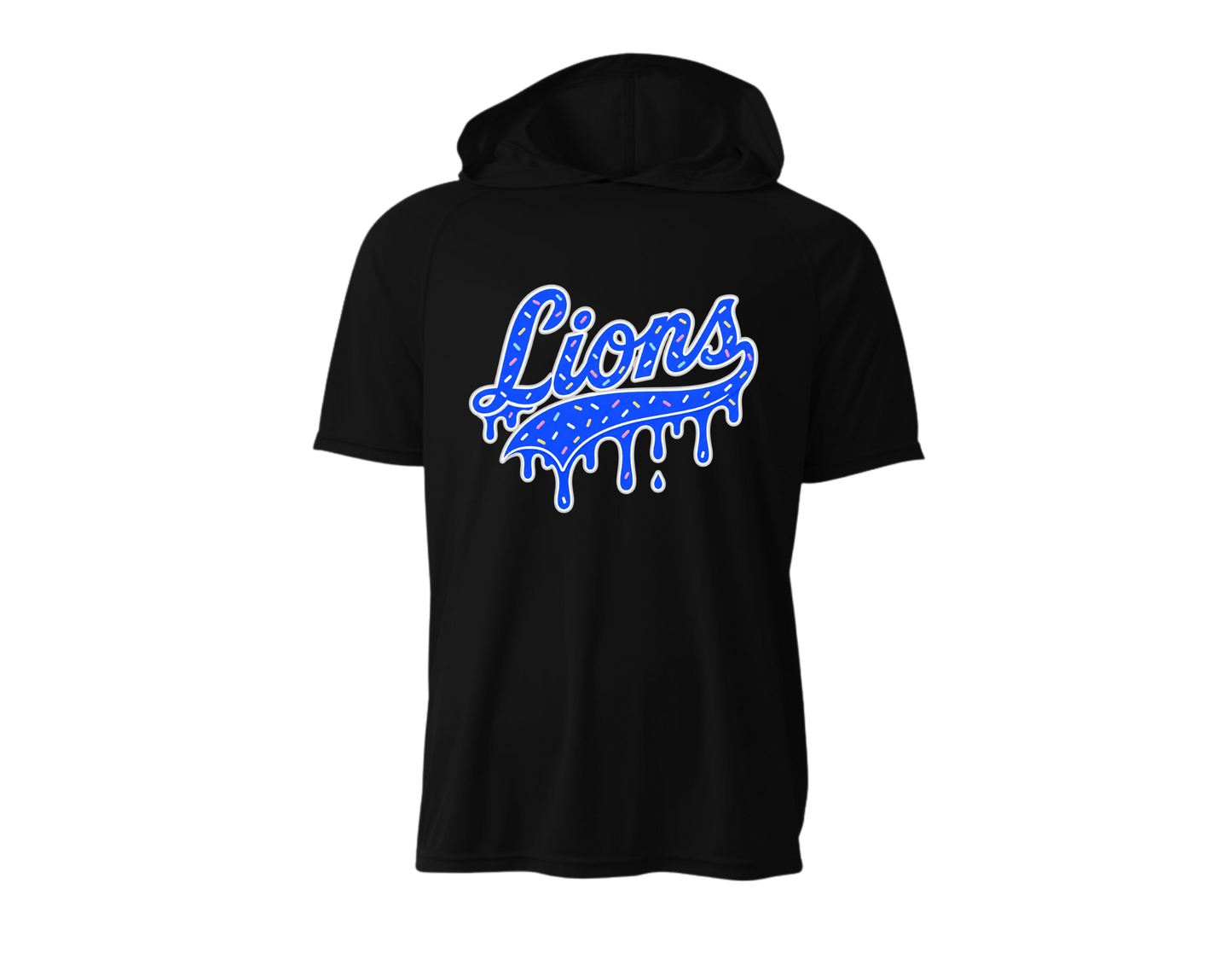Youth/Adult Lions Baseball Short-Sleeve Hoodie (100% Polyester)