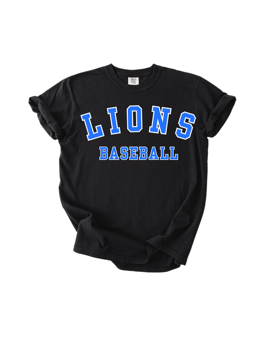 Lions Baseball - Black Comfort Colors Tee