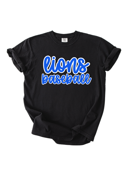 Lions Baseball - Black Comfort Colors Tee